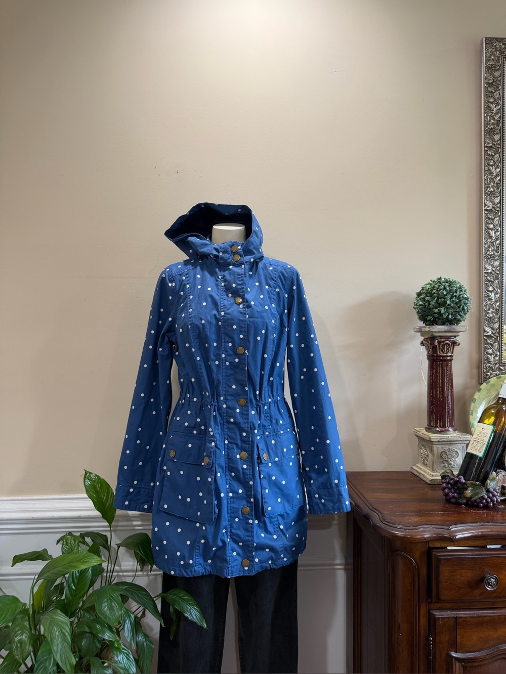 Biden Blue Polka Dot Hooded Rain Jacket